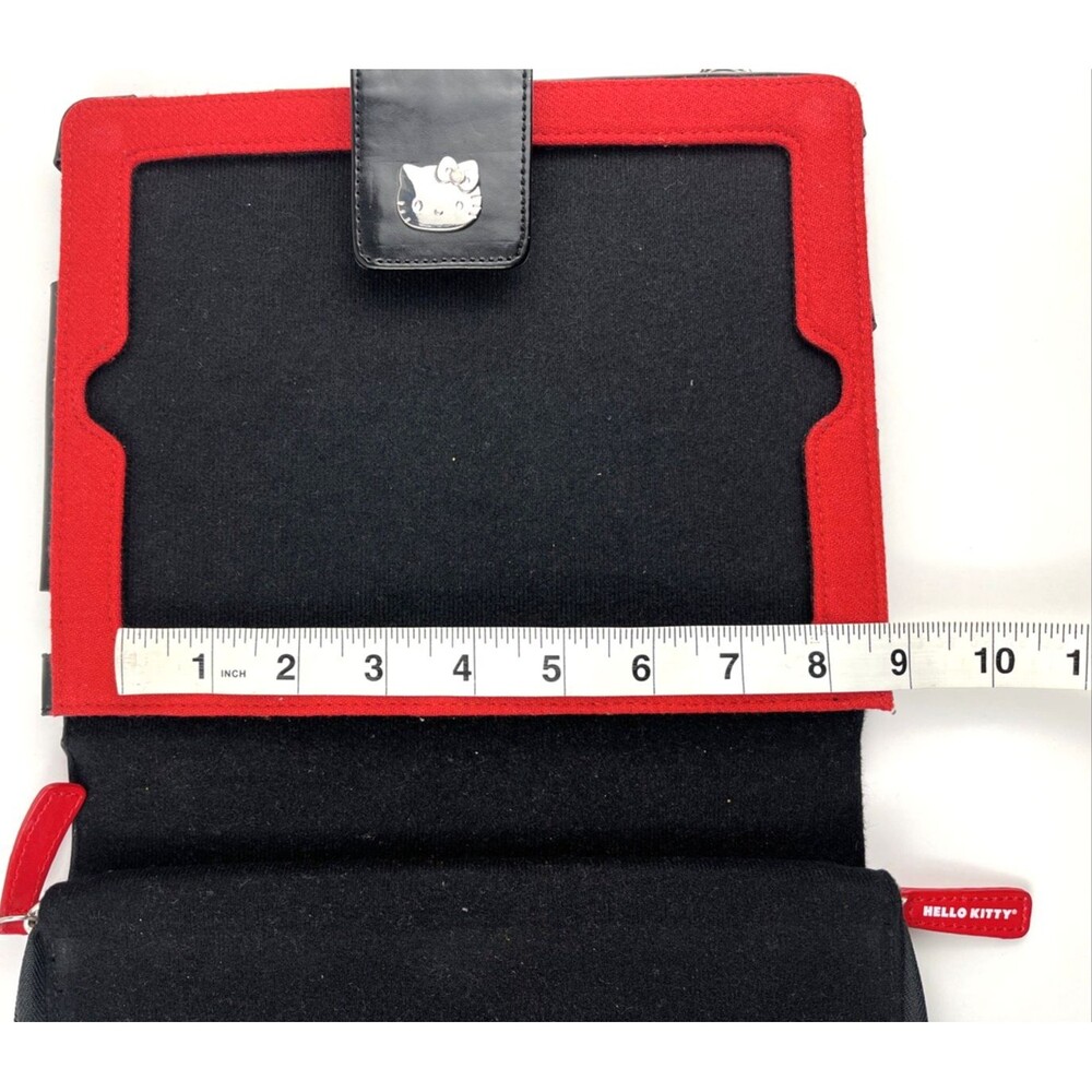 Hello Kitty Case Black iPad Tablet Portfolio #KT43488 Pocket Strap Messenger Bag - Picture 9 of 15